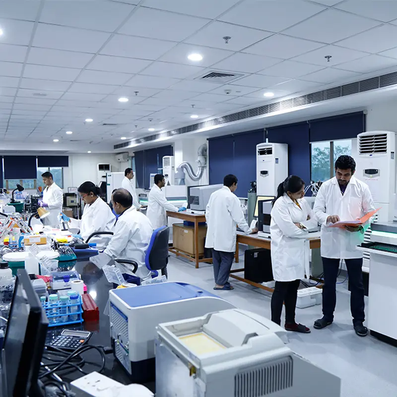 Researchers at work across the main NIBMG genomics laboratory in Kalyani