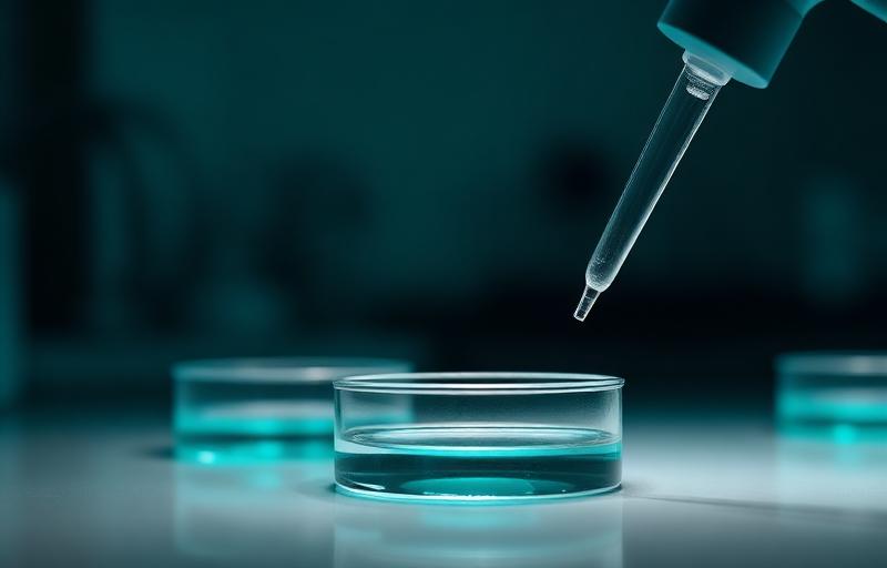 Pipette dispensing a sample into a petri dish in an infectious disease laboratory