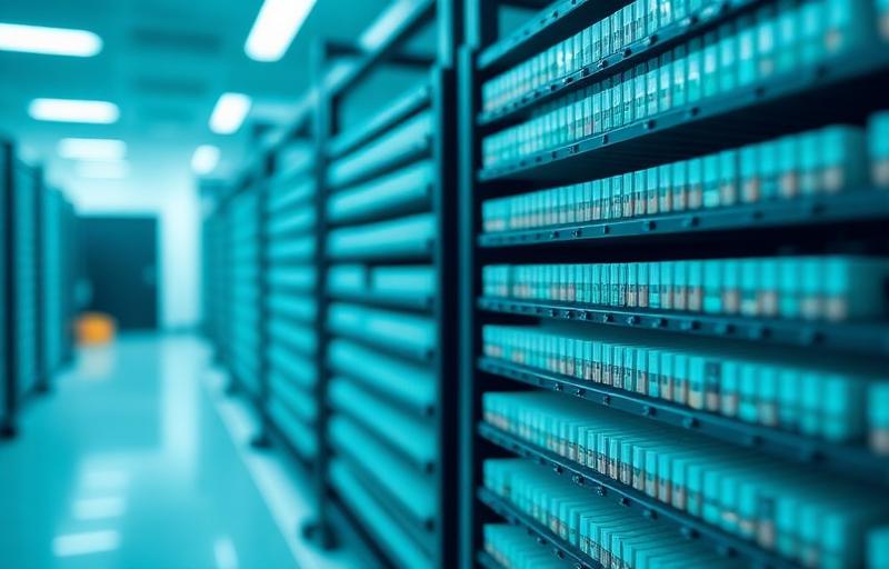 Racks of sequencing sample tubes in a multi-omics laboratory
